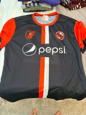 Pepsi x Baltimore Orioles Men's Black & Orange Soccer Jersey